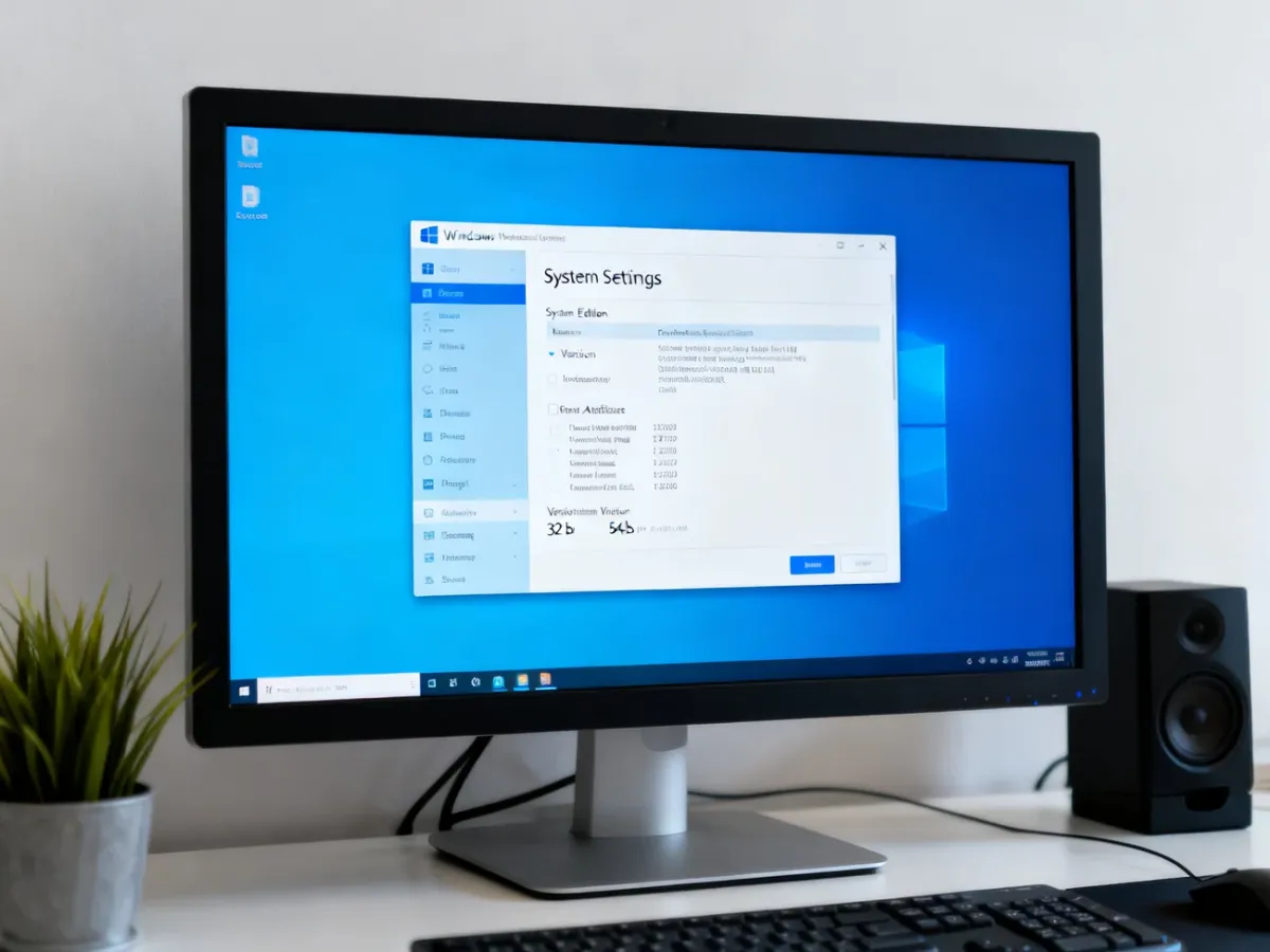 Ustawienia systemu Windows z informacjami o edycji, wersji i architekturze