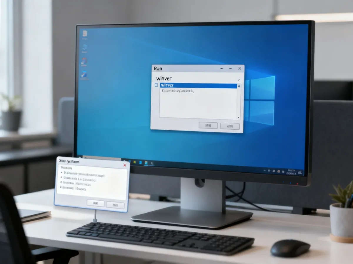 Okno Uruchamianie z komendą winver i informacjami o systemie Windows