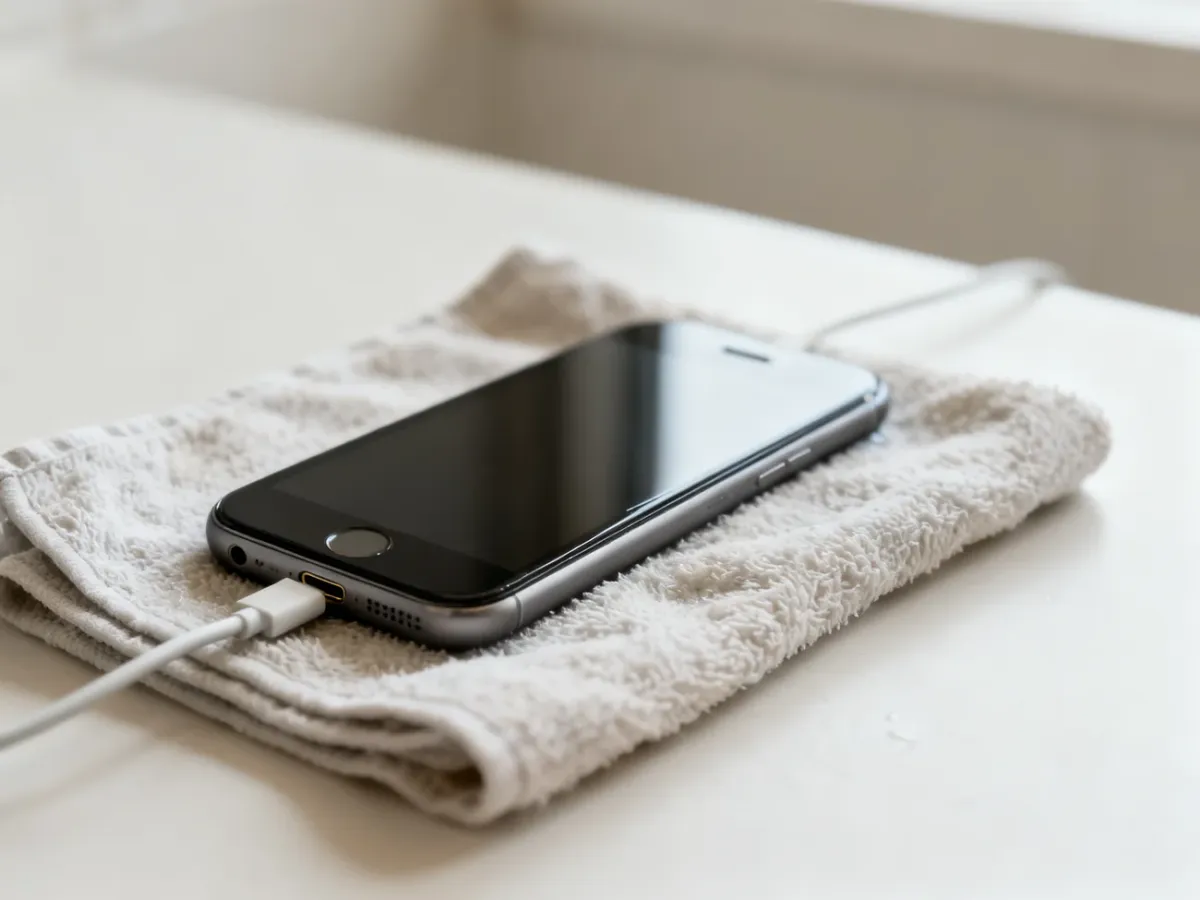 Wyłączony telefon po zalaniu, osuszany w suchym i przewiewnym miejscu