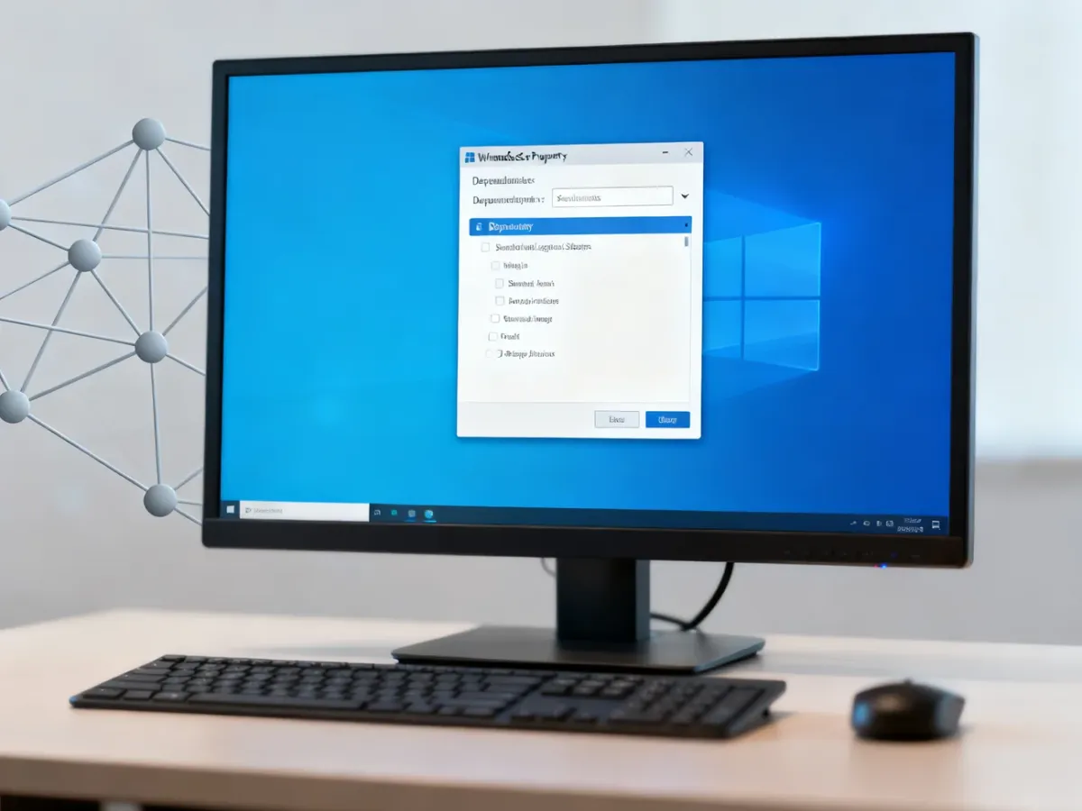 Widok zależności usługi systemowej Windows w konsoli zarządzania