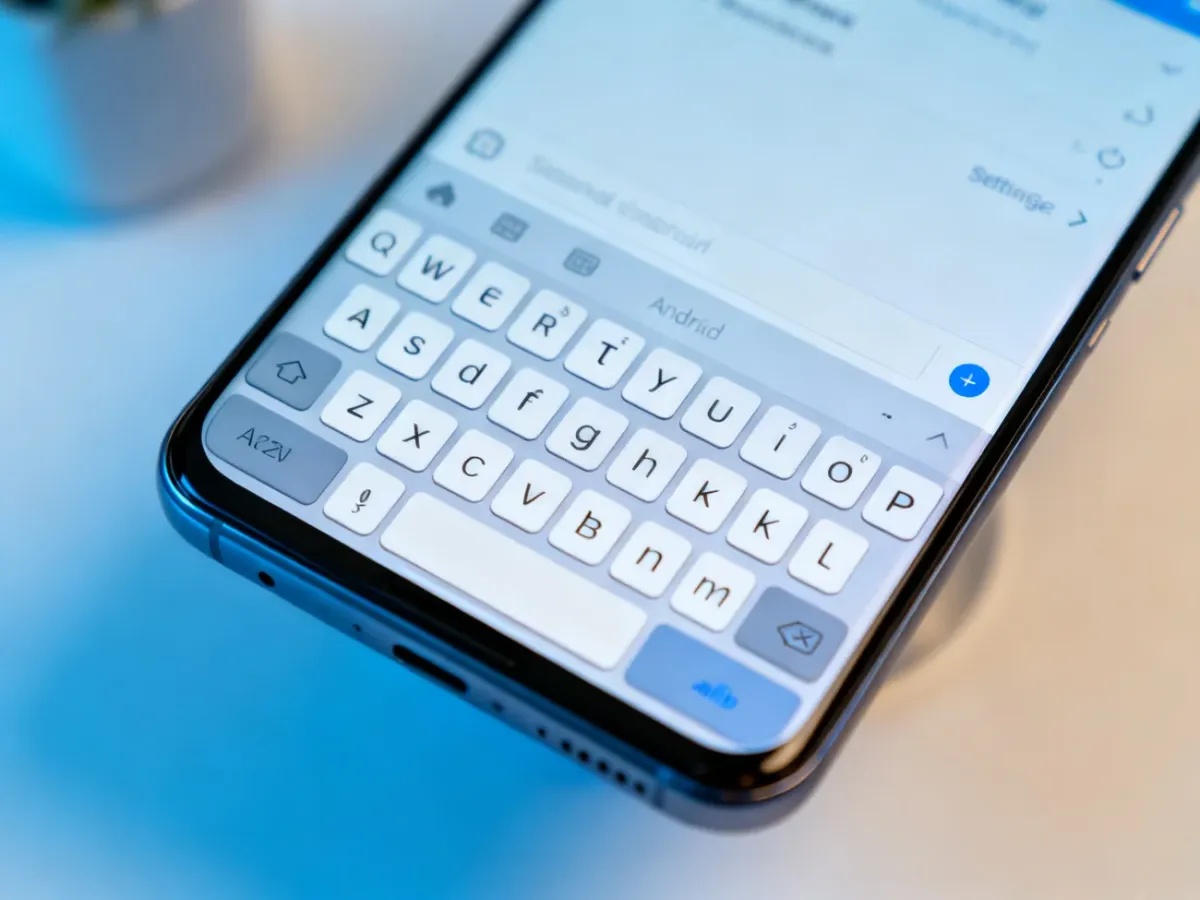 Telefon z Androidem i powiększoną klawiaturą ekranową